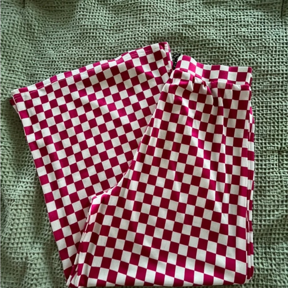Checkered Red and White Women's Pants